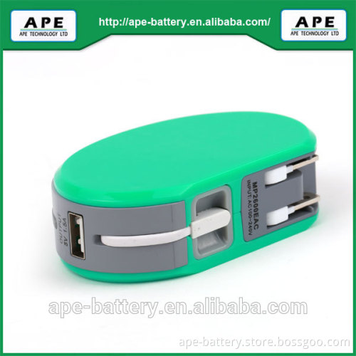 2014 new creative hot sell Built-in output cable mobile power 2600mAh